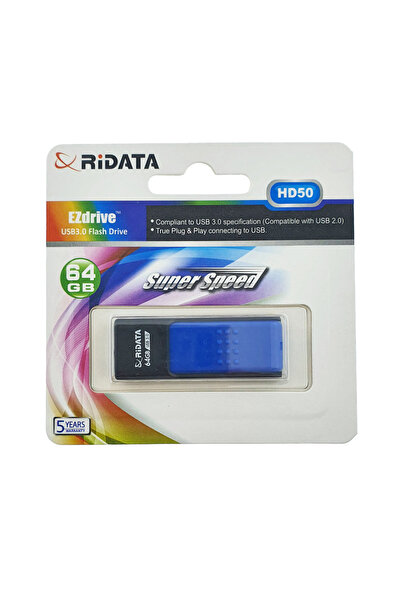 ridata Unitate flash USB 3.0 64GB, EZdrive HD50, conector retractabil, albastru
