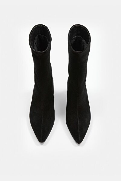NILUFARR Dante Black Suede Genuine Leather Heeled Boots