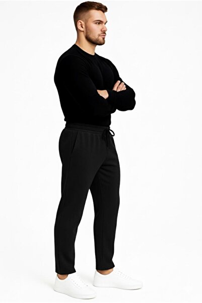 AXXEL Men's Black 3 Thread Ş Fleece-Lined Sweatpants-P2019