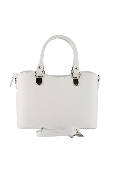 AZZURA Chiara bag, 100% white leather with silver accessories (8215)