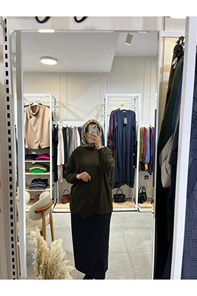 Tığ Triko Knitted Detailed Tunic Khaki