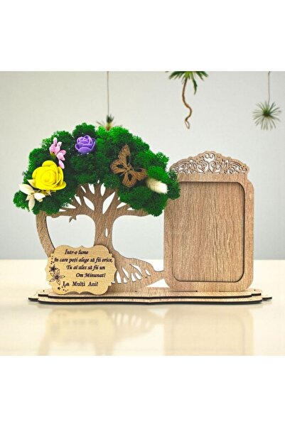 OEM Tree of Life photo frame with lichens and message 'You chose to be a wonderful person!' — 30x18 cm