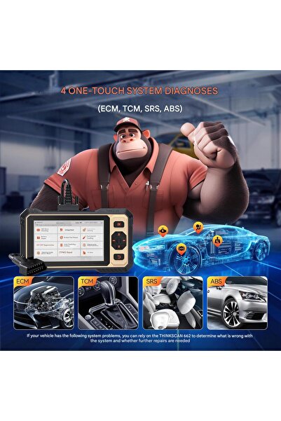 ThinkScan Car tester 662, OBD2 scanner, ECM/TCM/SRS/ABS, 12 reset functions, black/yellow