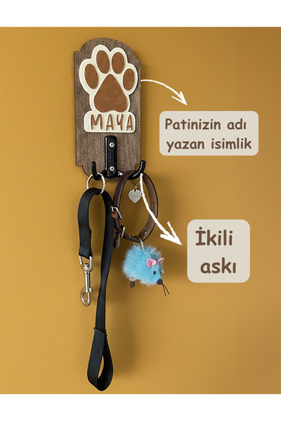 Patimin İzleri Kedi veya Köpeğinize Özel, Kişiselleştirilebilir ahşap Anahtar...