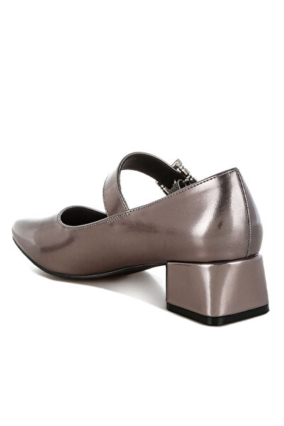 london Rag Women Diamante Brooch Metallic Mary Jane Pumps in Pewter