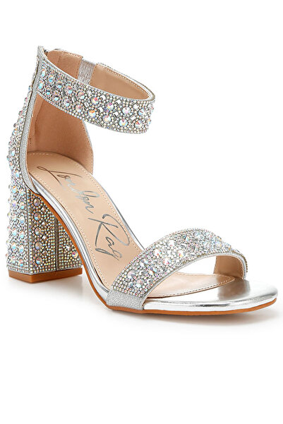 london Rag Women Rhinestones And Sequins Block Sandals in Silver