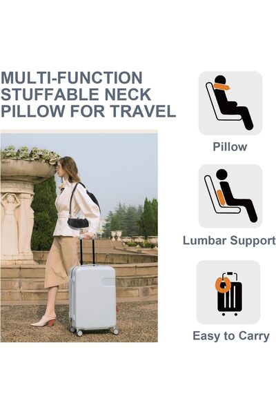 Generic Weiyayo Stuffable Travel Pillow for Extra Luggage, Adjustable Velvet Neck Pillow, Black