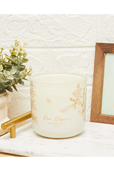 REDTAG شمعة بيضاء وذهبية أنيقة بثلاثة فتائل (340 جرام)