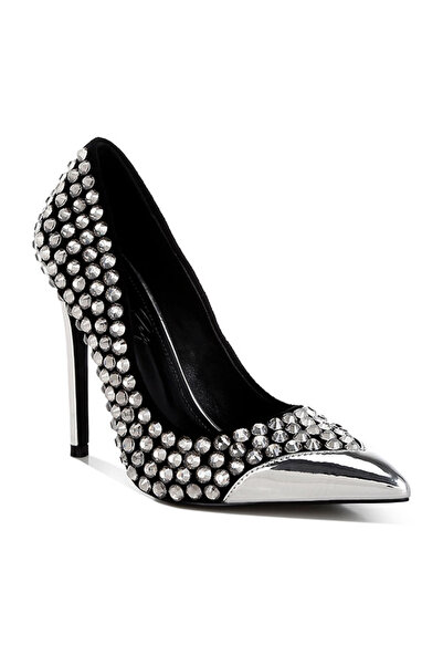 london Rag حذاء نسائي بكعب عالٍ مزين بالماس باللون الأسود