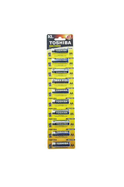 Toshiba Set of 10 High Power AA LR06 Alkaline Batteries, 1.5V, High Performance and Extended Life