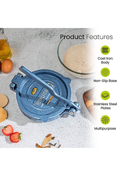 ROYALFORD Heavy Cast-Iron Chapati/Tortilla Press RF10407, 18.5 cm
