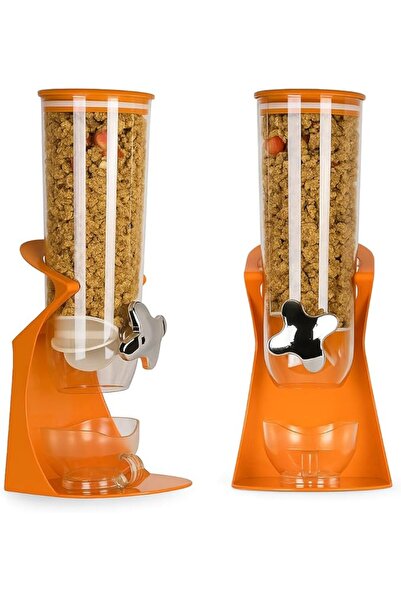 fitto موزع طعام جاف - بلاستيك شفاف برتقالي (عبوة واحدة)