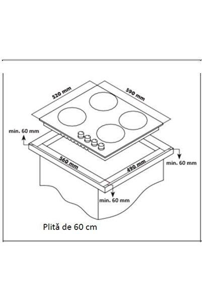 Heinner Built-in hob HBH-S584WI-GBK, Gas, 4 Burners, Electric ignition, Cast iron grill, WO