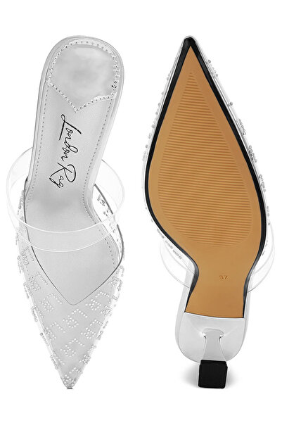 london Rag Women Pointed Toe Kitten Heels in Silver