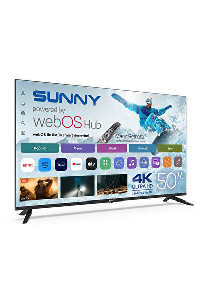 Sunny SN50UPRL-W02M 4K Ultra HD 50" 127 Ekran Uydu Alıcılı webOS Smart LED TV