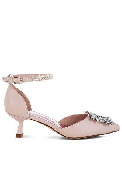 london Rag Women Diamante Brooch Kitten Heel Sandals in Pink