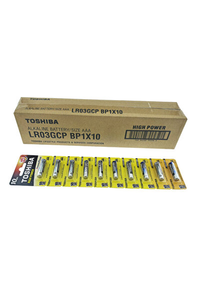 Toshiba Set of 100 High Power AAA LR03 Alkaline Batteries, 1.5V, High Performance and Extended