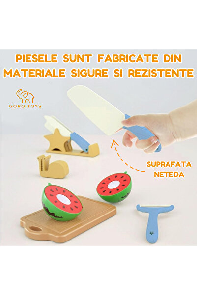 Gopo Toys Jucarie Educationala Montessori cu Accesorii de Bucatarie - Joc de Rol cu Fructe si Legume