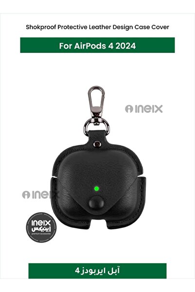 ineix غطاء حماية جلدي مقاوم للصدمات بتصميم مناسب لسماعات AirPods 4-2024