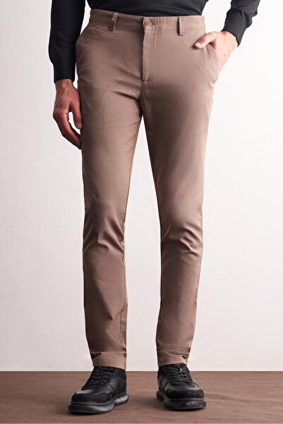 İmza Brown Side Pocket Straight Leg Cotton Slim Fit Chino Casual Trousers 1003255164