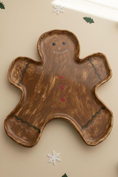Brandsmiths Gingerbread Cookie Shaped Ceramic Plate - Light Brown