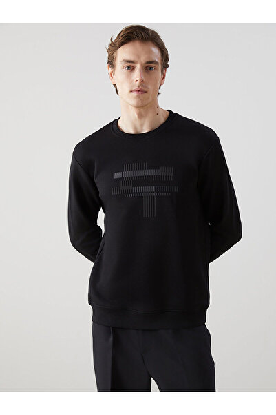 LC Waikiki Hanorac pentru bărbați cu mânecă lungă și imprimeu negru