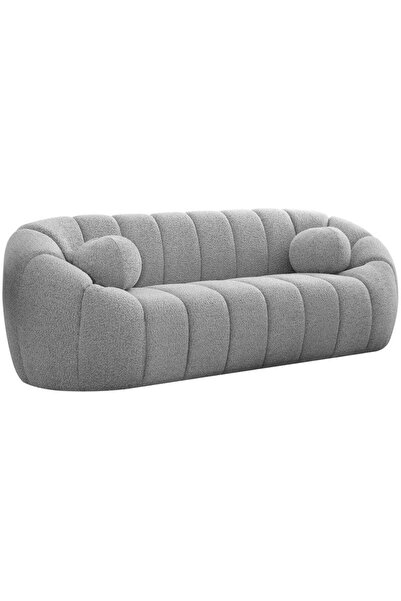 homejoyz Gray Sofa – Chenille Velvet Fabric – Swedish Wood Frame – 220x85x38 cm