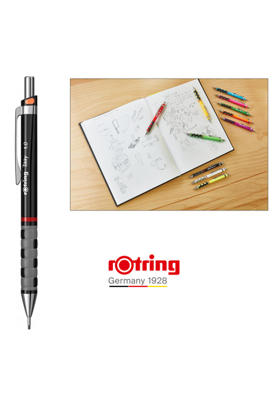 Rotring Mechanical Pencil 0.9/1.0mm with Rubber Grip for Writing and Drawing, with Dual Lead Compatibility