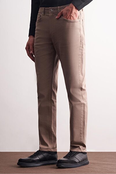 İmza Light Beige 5 Pocket Casual Slim Fit Cotton 5 Pocket Trousers 1003255318