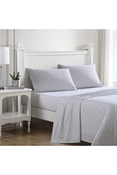 Laura Ashley Home Cotton Percale Sheet Set, Twin, Emogen Purple, 300 TC