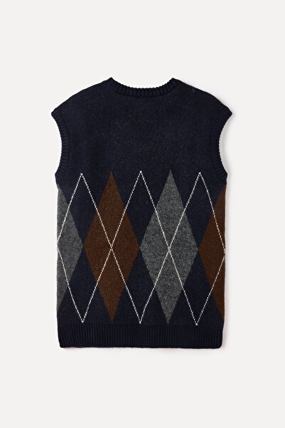 Mudo Jacquard V-Neck Sleeveless Sweater