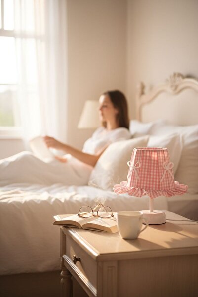 PearlHome Kareli Kumaş Şapka Tasarım Kablosuz Pilli Masa Lambası - Dekoratif ...