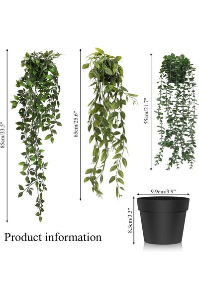 Generic 3 Pcs Artificial Hanging Plants-Eucalyptus Mandala Snow Pea Vine in Pot Plants for Office Farmhouse