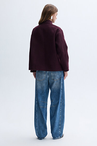 Mudo Wool Blend Stand-Up Collar O Oversized Short Coat