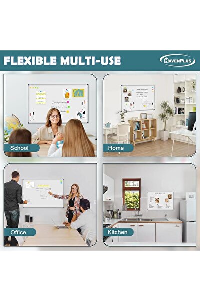 HavenPlus Wall Mounted White Board with Pen Tray — 90 x 60 cm (Dry Erase)