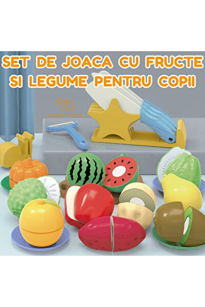 Gopo Toys Jucarie Educationala Montessori cu Accesorii de Bucatarie - Joc de Rol cu Fructe si Legume