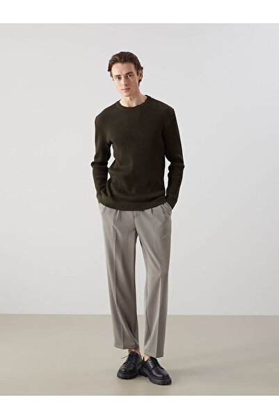 LC Waikiki Lcw Vision Khaki Crew Neck Long Sleeve Men's Knitwear Sweater