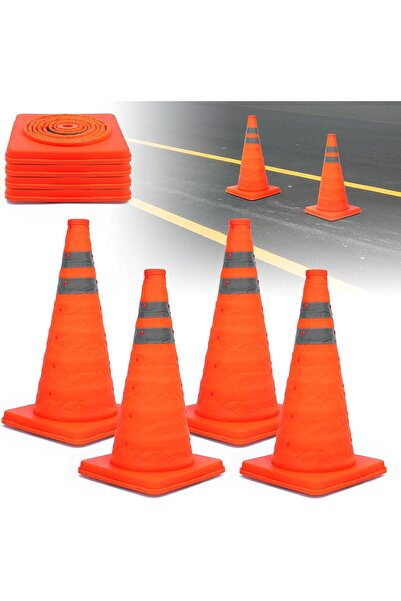 TAOPE Set 4 conuri reflectorizante pliabile 45 cm, portocaliu – trafic