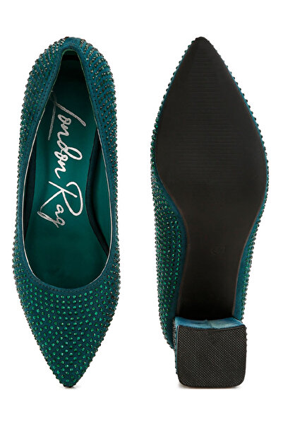 london Rag Women Rhinestones Embellished Pumps in Bottle Green