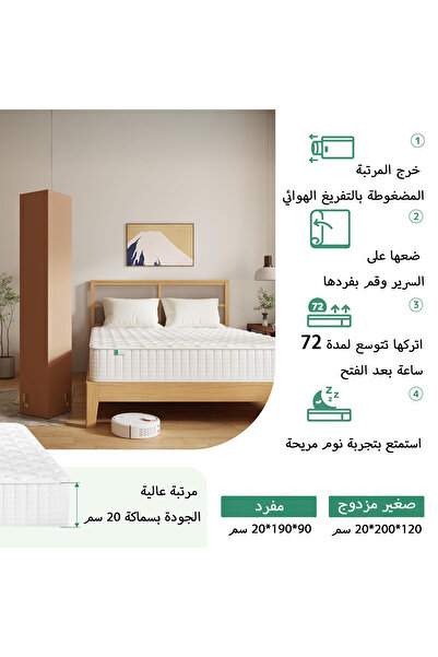 Yanara 20cm High-Resilience Pocket Spring Mattress, Pressure Distributing & Breathable, in Compressed Box