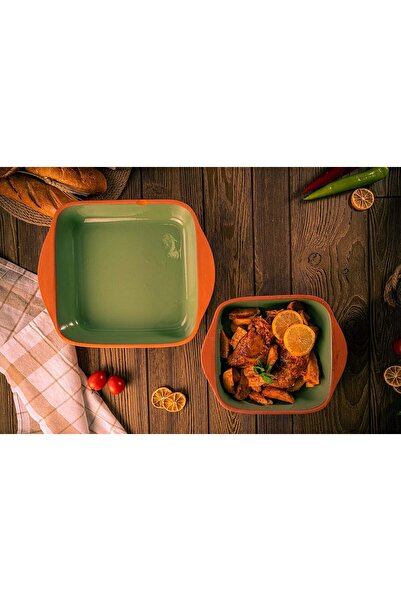 Generic Luxiol Terracotta Rectangular Oven Tray - Colored Set of 2