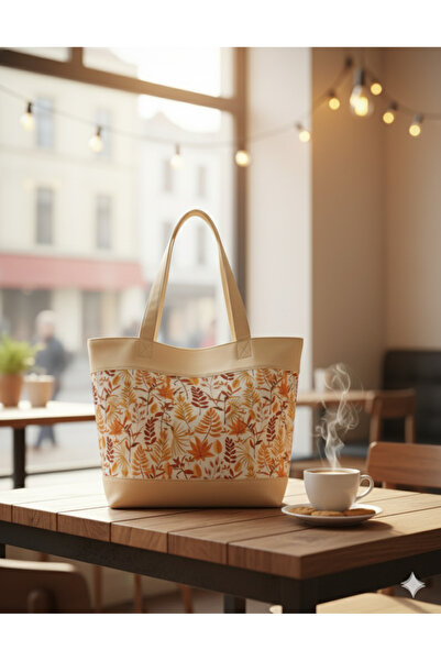 Otay Handmade Handmade Autumn Leaves Patterned Canvas Bag