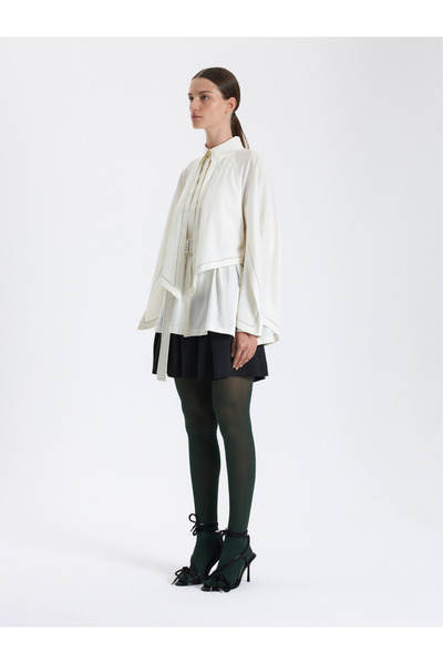 BAQA Cream Belted Short Blouse