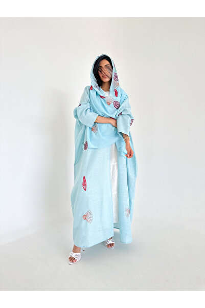 AYA عباية نصف فراشة مع تطريز صدفي