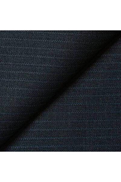 ASSAFWA Men's Luxurious Winter Fabric - Dark Navy with Sky-Blue Stripes - B4