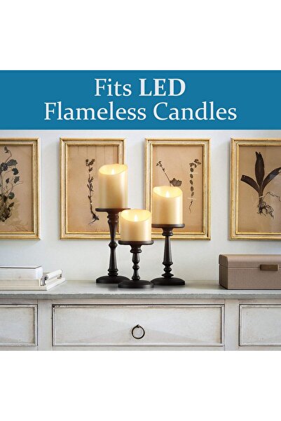 Generic Matte Black 3-Piece Metal Pillar Candle Holders Set