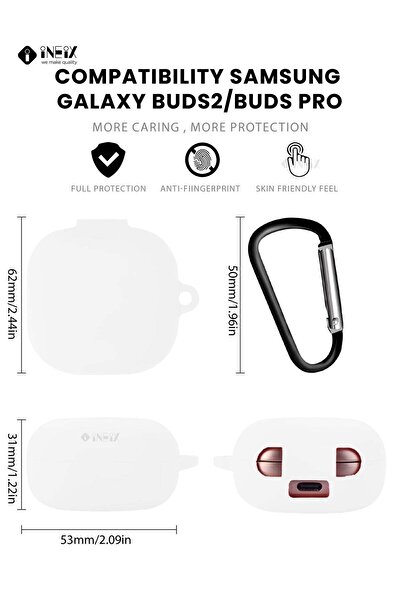 ineix Soft Silicone Case Cover For Samsung Galaxy Buds Pro, Buds 2