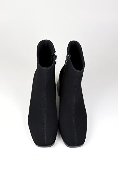 NiceDiffer Thick-Heeled Suede Women's Boots with Blunt Toe Pattern