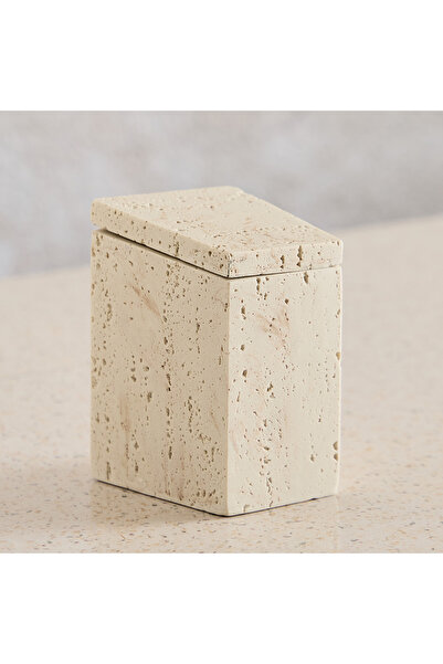 Generic مرطبان قطن من الراتنج والترافرتين من أفينيو، 8.5 × 7.5 × 12 سم