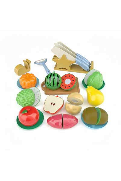Gopo Toys Jucarie Educationala Montessori cu Accesorii de Bucatarie - Joc de Rol cu Fructe si Legume